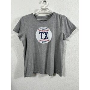 Life Is Good TX Baseball Shirt Womens Large Gray Crusher Texas Graphic Tee